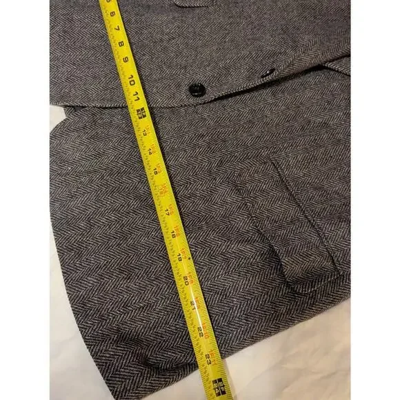 Land End Tweed Lambswool Herringbone Blazer Size 48 Reg 2 button - Picture 10 of 14